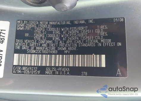 2008 Toyota Sienna Le из США, поврежденный, VIN 5TDBK23C18S014969